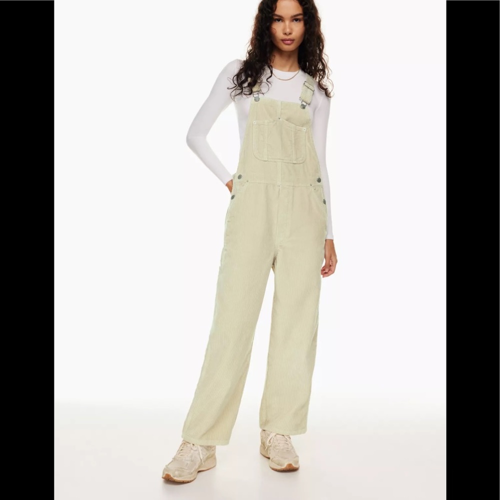 Aritzia TNA Avery Corduroy Overalls in Cream